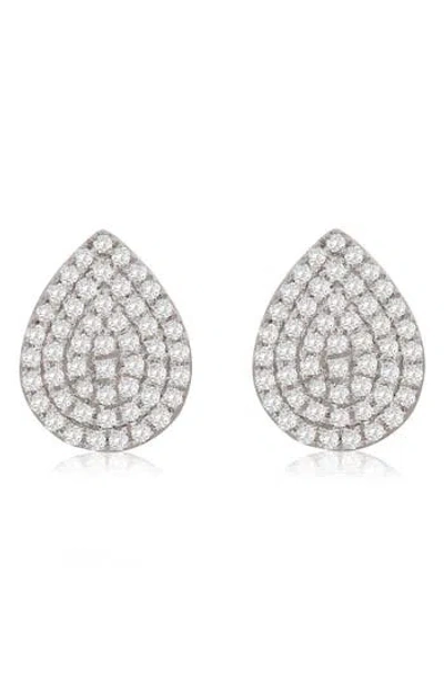 Suzy Levian Diamonds Pavé Diamond Teardrop Stud Earrings In White