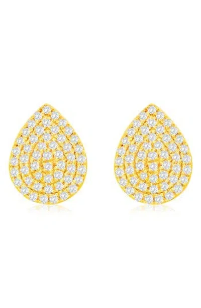 Suzy Levian Diamonds Pavé Diamond Teardrop Stud Earrings In Yellow