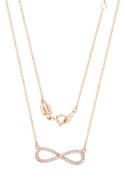 Suzy Levian Diamonds Pavé Simulated Diamond Infinity Pendant Necklace
