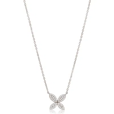 Suzy Levian Diamonds Pavé Simulated Diamond Pendant Necklace In Silver