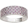 Suzy Levian Diamonds Sterling Silver Pavé Pink & White Sapphire Half Band Ring In Pink