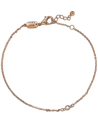 Suzy Levian 14k Rose Gold 0.15 Ct. Tw. Diamond Solitaire Station Bracelet In White