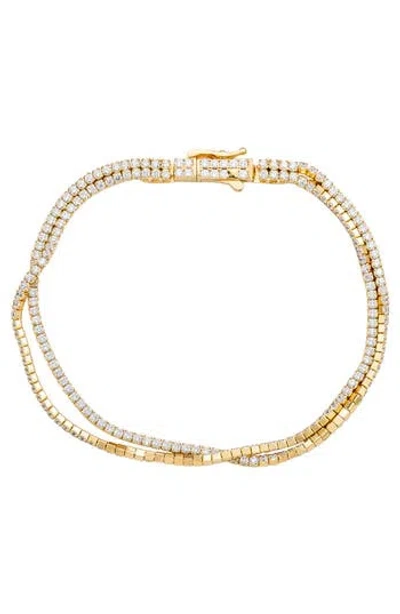 Suzy Levian Double Strand Pavé Bracelet In Gold