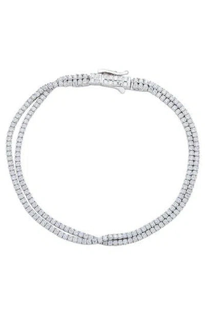Suzy Levian Double Strand Pavé Bracelet In Metallic
