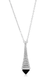 Suzy Levian Eiffel Tower Pavé Cubic Zirconia & Enamel Pendant Necklace