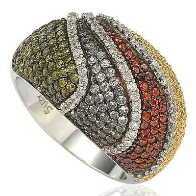 Suzy Levian Exotic Sterling Silver Cubic Zirconia Ring In Multi