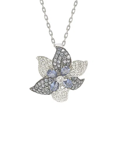 SUZY LEVIAN SUZY LEVIAN FLORAL 18K & SILVER 1.82 CT. TW. SAPPHIRE NECKLACE