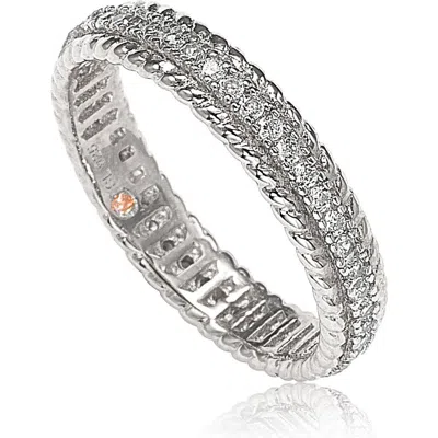 Suzy Levian French Filigree Cubic Zirconia Eternity Ring In White