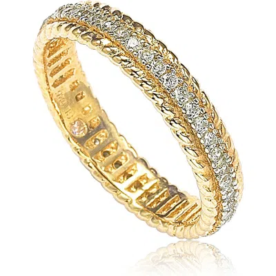 Suzy Levian French Filigree Cubic Zirconia Eternity Ring In Yellow