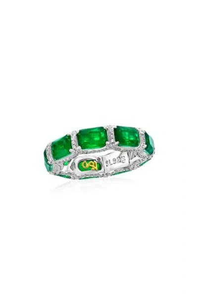 Suzy Levian Gala Cubic Zirconia Eternity Band Ring In Green
