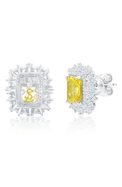 Suzy Levian Gala Firework Cluster Stud Earrings In Yellow