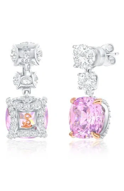 Suzy Levian Gala Firework Drop Earrings In Pink
