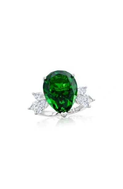 Suzy Levian Gala Pear Cut Cubic Zirconia Ring In Gray