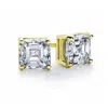 Suzy Levian Gold Plated Sterling Silver Asscher-cut Cubic Zirconia 6mm 2.50 Cttw Stud Earrings In White