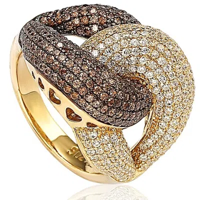 Suzy Levian Gold Plated Sterling Silver Brown Cubic Zirconia Anniversary Ring