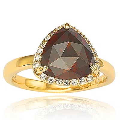 Suzy Levian Gold Plated Sterling Silver Brown Cubic Zirconia Ring