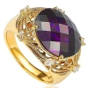 Suzy Levian Gold Plated Sterling Silver Simulated Amethyst Ring - Purple In Gold