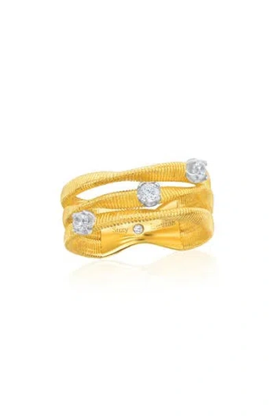 SUZY LEVIAN SUZY LEVIAN GOLDEN HELIX COIL THREE-ROW TWISTED RING
