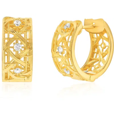 Suzy Levian Golden Helix Cutout Huggie Hoops