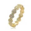 Suzy Levian Golden Sterling Silver Cubic Zirconia Floral Eternity Band In White