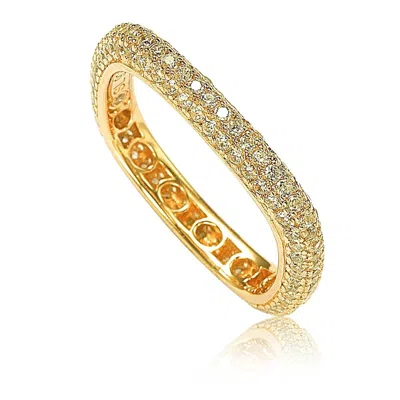 Suzy Levian 14k Yellow Gold Plated Sterling Silver Square Stackable Eternity Band