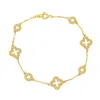 Suzy Levian Golden Sterling Silver White Cubic Zirconia Clover And Circles Bracelet In Gold