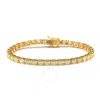 Suzy Levian Golden Sterling Silver Yellow Assher Cut Cubic Zirconia Tennis Bracelet