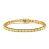 Suzy Levian Golden Sterling Silver Yellow Assher Cut Cubic Zirconia Tennis Bracelet