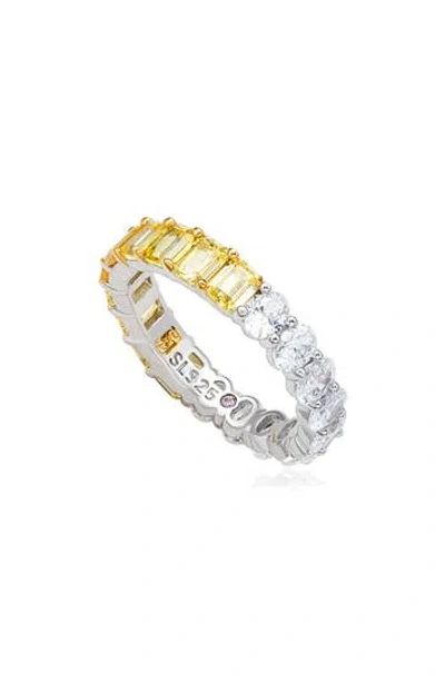 Suzy Levian Half & Half Eternity Band Ring In Gold