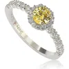 Suzy Levian Halo Yellow Sapphire Bridal Ring In Metallic