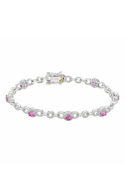 Suzy Levian Lab Created Sapphire Tennis Bracelet In Pink