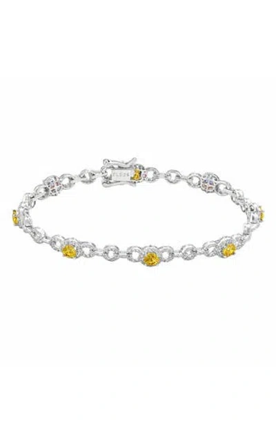 Suzy Levian Lab Created Sapphire Tennis Bracelet In Orange