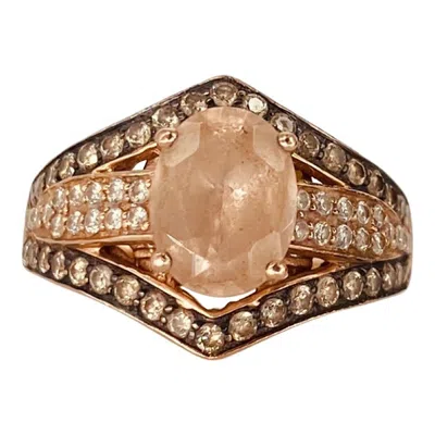 Pre-owned Suzy Levian Levian 3.56tcw Morganite And Diamonds Ring 14k Rose Gold In Red