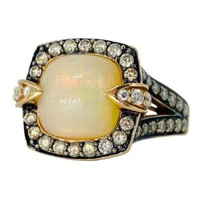 Pre-owned Suzy Levian Levian Large Neopolitan Opal, Diamond S And Amethyst Ring 14k Strawberry Gold In Purple