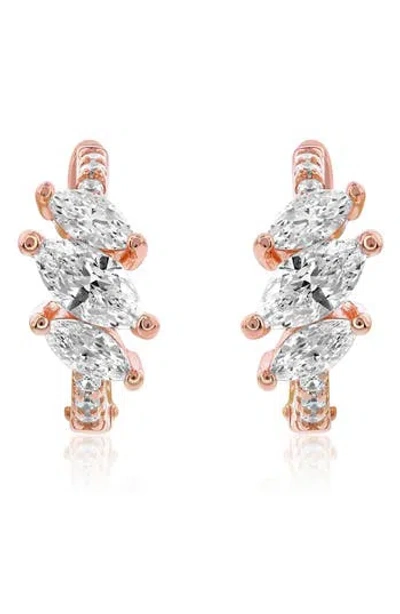 Suzy Levian Marquis Cubic Zirconia Huggie Hoop Earrings In Gold