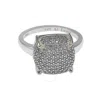 Suzy Levian Sterling Silver Prong Set Cushion Shape Pave Cz Ring In Blue