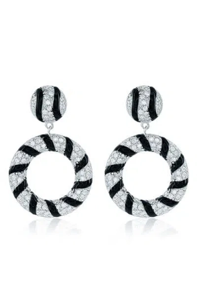 Suzy Levian Pavé Cubic Zirconia & Enamel Drop Earrings