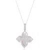 Suzy Levian Pavé Cubic Zirconia & Enamel Flower Pendant Necklace In Silver