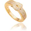 Suzy Levian Yellow Sterling Silver White Cubic Zirconia Buckle Ring In Gold