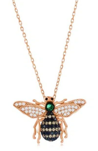 Suzy Levian Pavé Cubic Zirconia Bumblebee Pendant Necklace