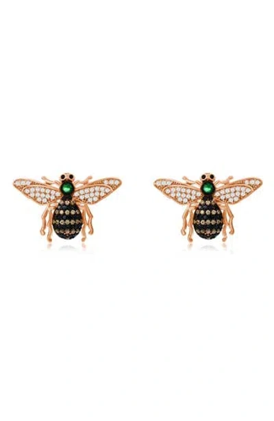 Suzy Levian Pavé Cubic Zirconia Bumblebee Stud Earrings