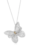 Suzy Levian Pavé Cubic Zirconia Butterfly Pendant Necklace