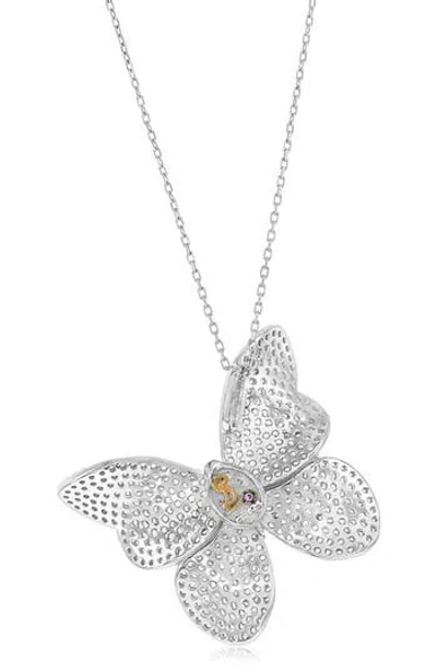 Suzy Levian Pavé Cubic Zirconia Butterfly Pendant Necklace