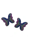 Suzy Levian Pavé Cubic Zirconia Butterfly Stud Earrings In Multi