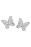 Suzy Levian Pavé Cubic Zirconia Butterfly Stud Earrings