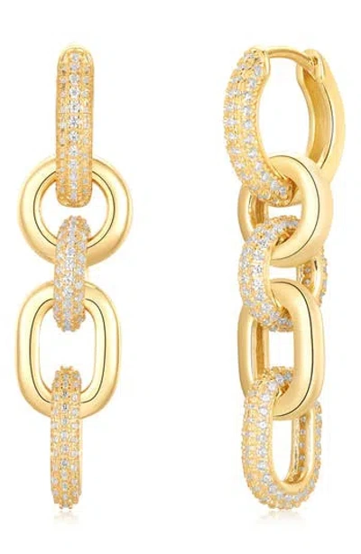 Suzy Levian Pavé Cubic Zirconia Chain Drop Huggie Hoop Earrings