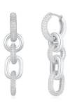Suzy Levian Pavé Cubic Zirconia Chain Drop Huggie Hoop Earrings