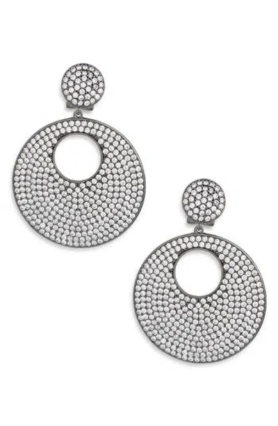Suzy Levian Pavé Cubic Zirconia Circle Drop Earrings In Black