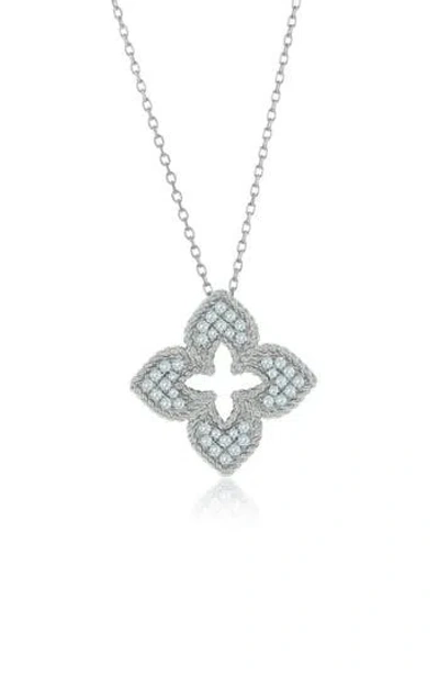 Suzy Levian Pavé Cubic Zirconia Clover Pendant Necklace