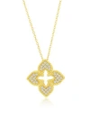 Suzy Levian Pavé Cubic Zirconia Clover Pendant Necklace